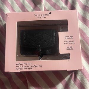 Kate Spade Knott Croc Embossed Leather AirPods Pro Case  Black Color  New